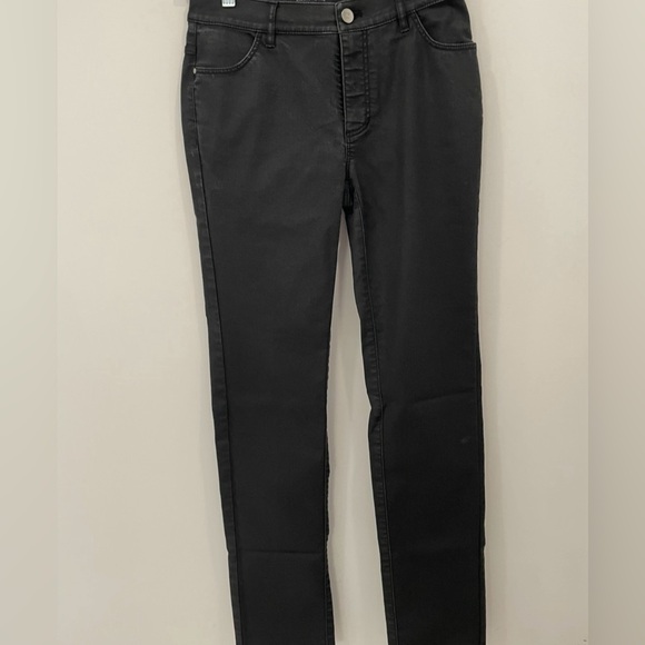 LAFAYETTE 148 NEW YORK WAXED DENIM THOMPSON BLACK JEANS US 0 SLIM LEG SILHOUETTE - Picture 6 of 10